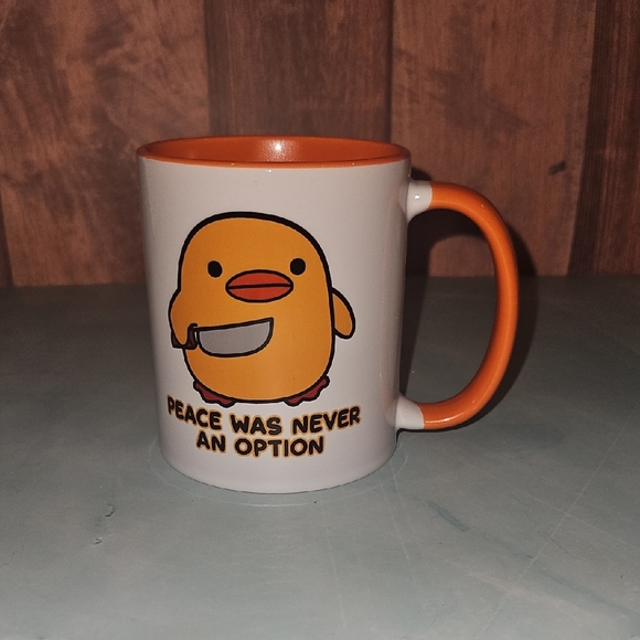 No brand Other - White and Orange Ceramic Mug with Cute Chick Graphic